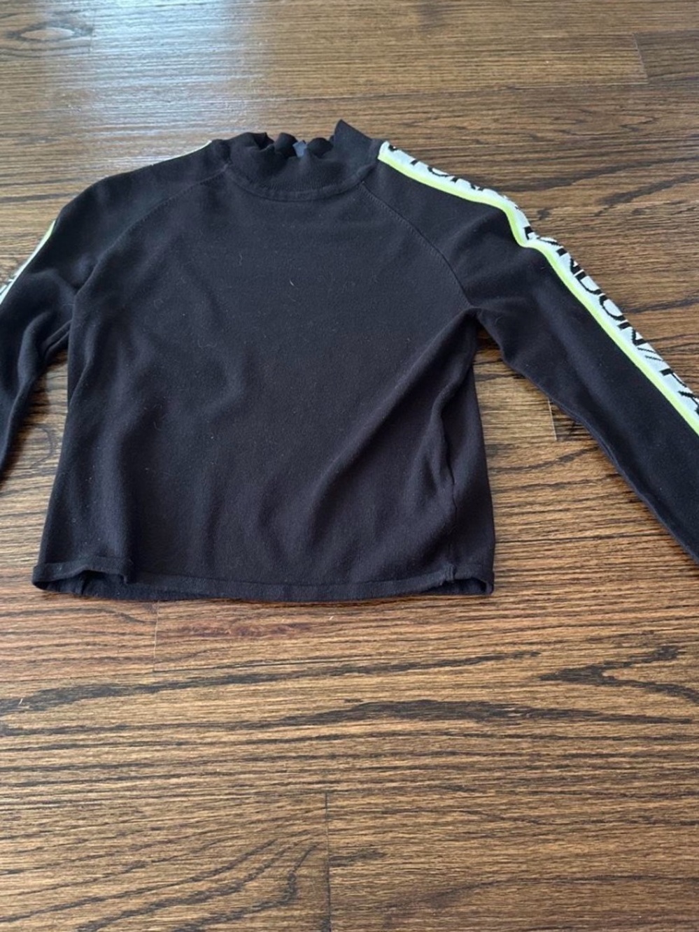 H&M Black Crop Top with Neon Yellow Side Stripe